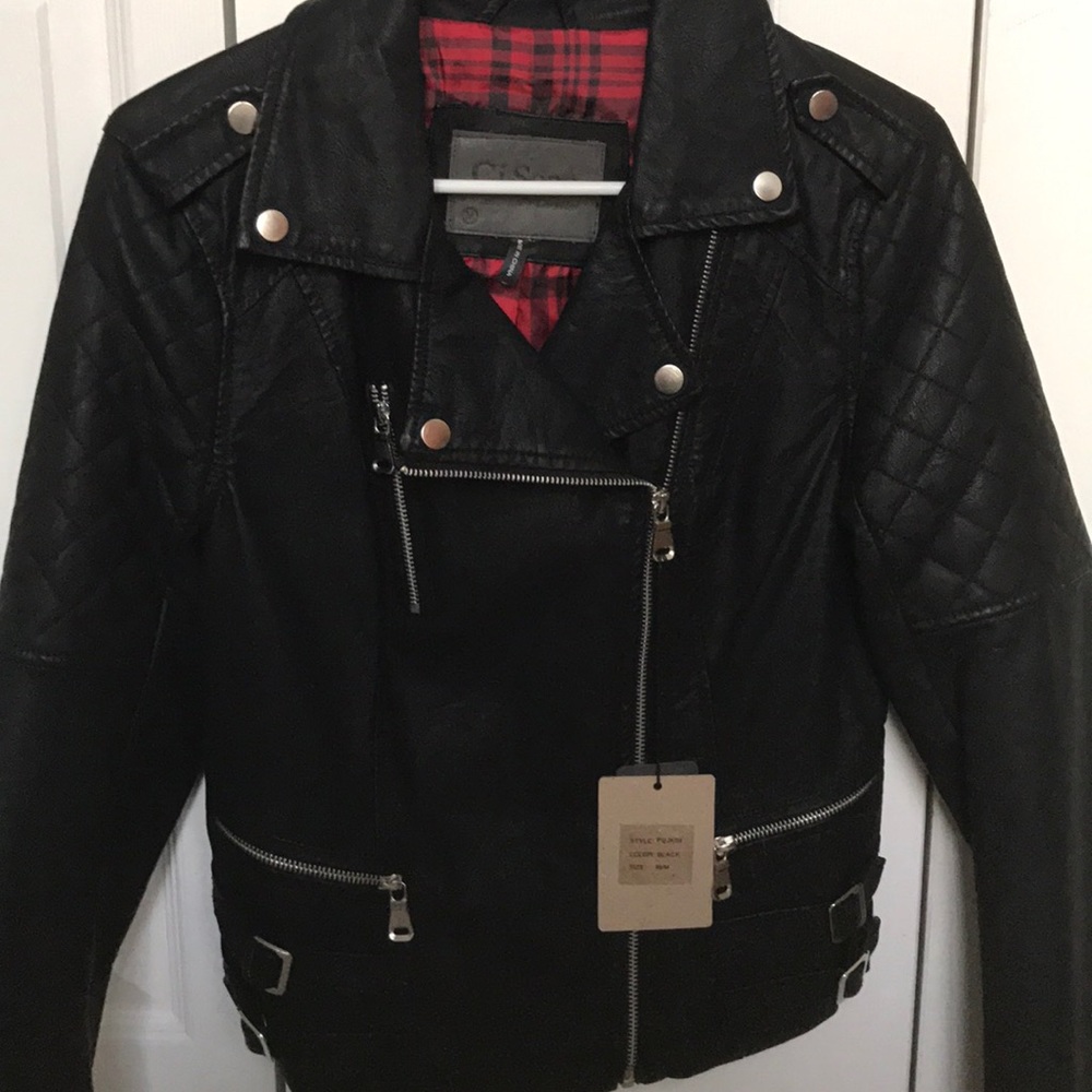 Black Vegan Leather Biker Jacket
